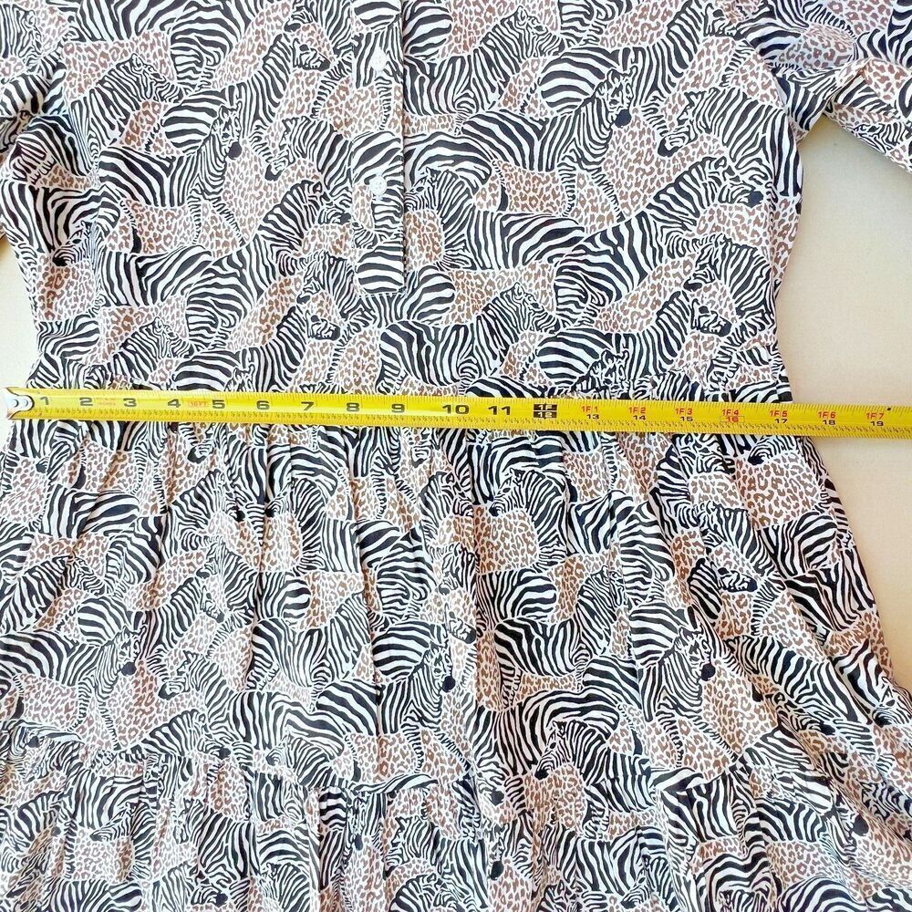J.Crew Tiered Popover boho chic Black Camel Zebra Animal safari women Dress XS - Picture 9 of 15